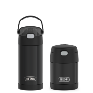 12oz FUNtainer  Water Bottle & 10oz Food Jar Bundle - Matte Black
