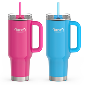 40oz Glossy Cup Holder Mug Bundle - Hot Pink & Bright Blue